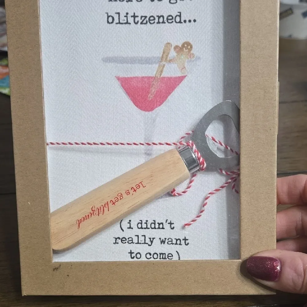 Mud Pie Cocktail Towel and Bottle Opener Set 